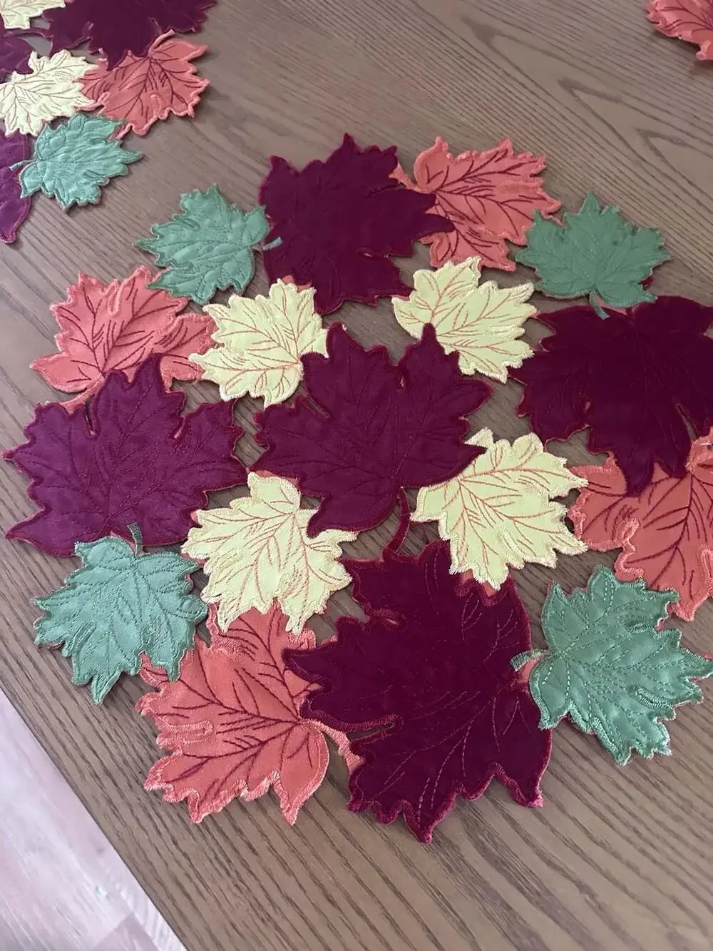 Harvest Season Autumn Leaf Placemats Set of 5 Fall Thanksgiving Table Decor